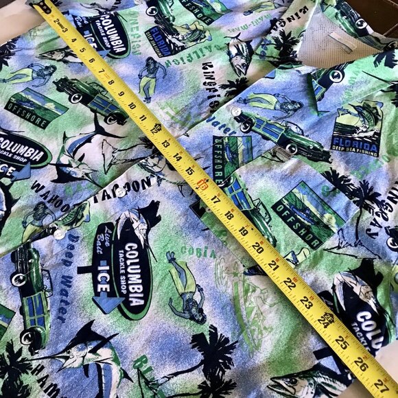 Columbia PFG Trollers Best Fish Print Hawaiian Golf & Fishing Shirt Size XXL - Picture 4 of 5